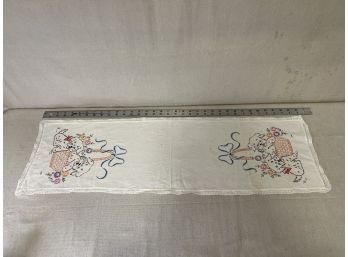 Vintage Puppy Embroidered Table Runner