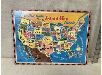 Vintage USA Inlaid Map Puzzle