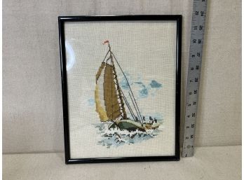 Crosstitch Sailboat Artwork, Framed