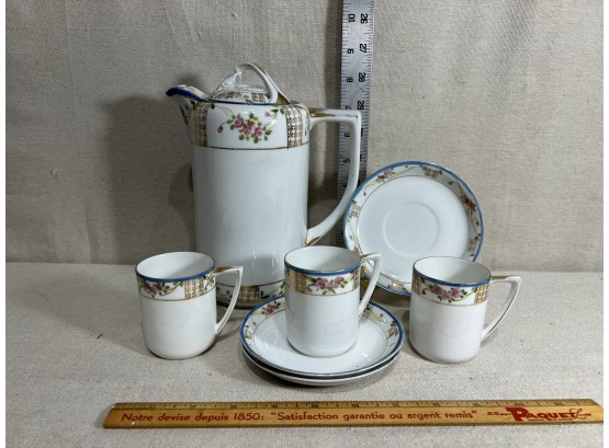 Gorgeous 3 Person Hand Painted Tea Set, Made In Japan