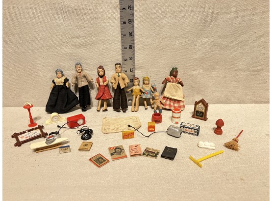 Vintage Dollhouse Dolls And Accessories