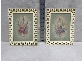 2 Framed Vintage Floral Prints