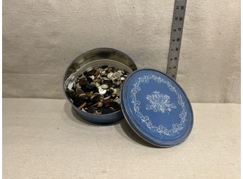 Vintage Blue Tin Of Buttons