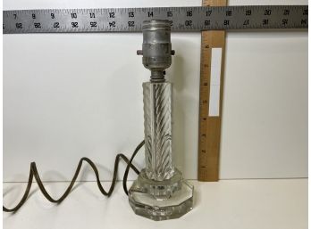 Vintage Glass Short Lamp Base, Needs Rewiring