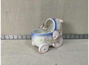 Vintage Ceramic Baby Stroller Vase Made In Japan