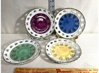 Set Of 4 Multicolored China Saucers
