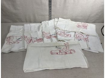 Vintage Embroidered Day Of The Week Linens