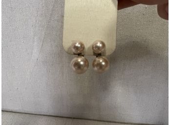 Vintage Costume Pearl Clip On Earrings