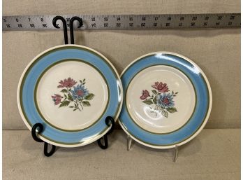 2 Vintage Hand Painted Fire-stone Ware Plates