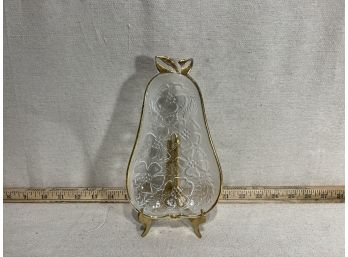 Glass And 'gold' Pear Shaped Dish