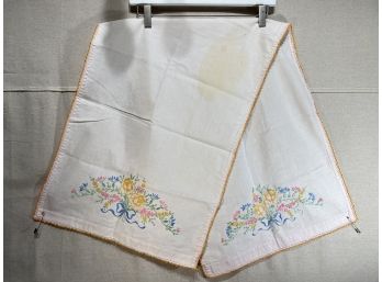 Vintage Yellow Embroidered Table Runner