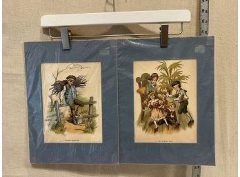 2 Vintage Art Prints 'crossing The Stile' & 'blind Man's Buff'