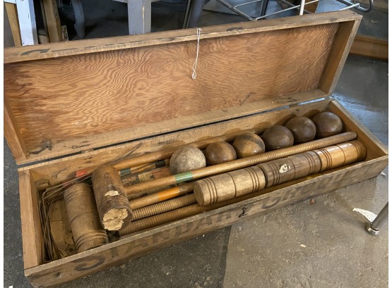 Another Vintage Croquet Set In Better Wooden Box