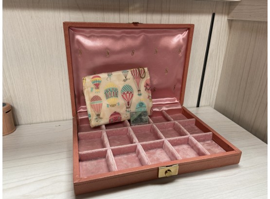 Vintage Jewelry Box With Tiny Cosmetic Bag
