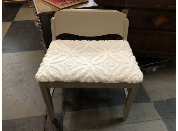 Gray And White Chenille Vanity Bench 'Chair'