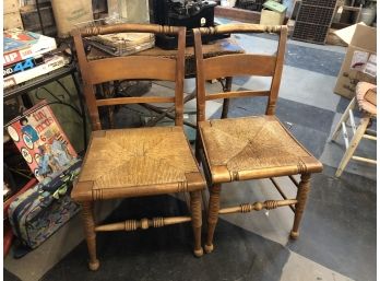 Pair Of Chairs With Rush Bottom Chair