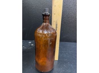 Vintage Amber Clorox Bottle With Original Rubber Cork