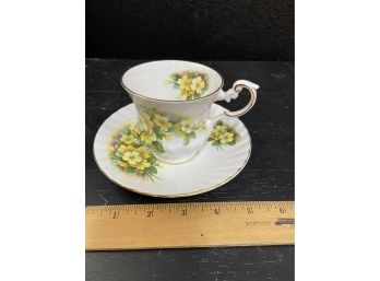 Sweet Yellow Floral Teacup & Saucer