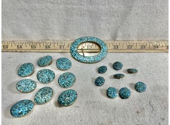 Vintage 'Turquoise' Button/buckle Set