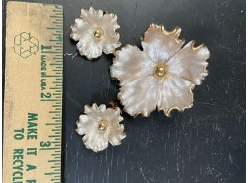 Beautiful Floral 'Enamel' Earning And Pin Set