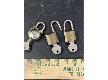 3 Old Working Locks With Keys Made In Italy
