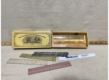 Vintage Box Of Measuring Tools