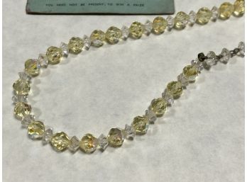 50s Era Pale Yellow Clear Crystal Necklace/bracelet