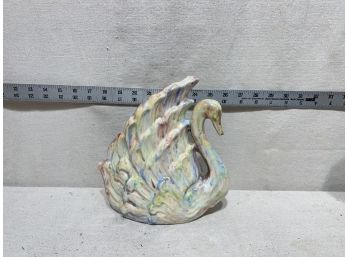 Rainbow Glazed Ceramic Swan Vase