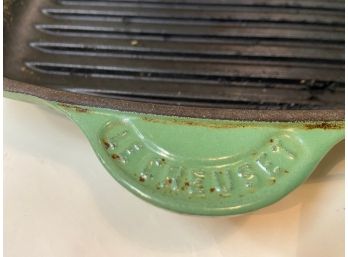 Very Nice Green Le Creuset Cast Iron Grilling Skillet