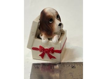 Sweet Bassett In A Box-ceramic Vintage