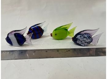 4 Blown Glass Fish Figures