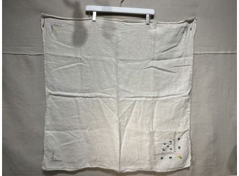 Vintage Embroidered Square Tablecloth 30'