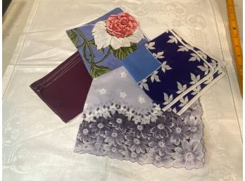 4 Vintage Lavender/blue Handkerchiefs