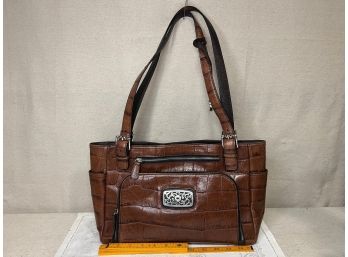 Brighton Brown Leather Croc Embossed Purse, Like New