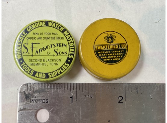 Two Vintage Watchmaker Parts Tins