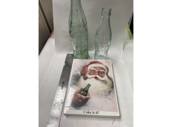 Coke Santa Notepad With 2 Coke Bottles