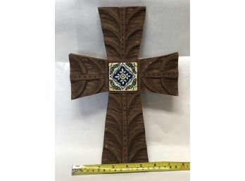 Wooden Cross With Ceramic Tile