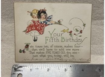 1920s Fifth Birthday Card