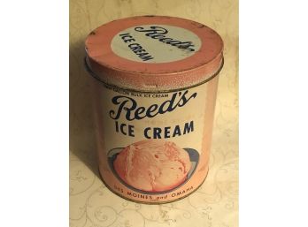 Vintage Reeds Ice Cream Canister With Metal Lid
