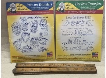 Set Of Two Iron On Transfers For Embroidery