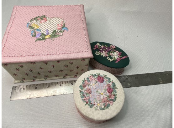 Handmade Fabric Boxes With Needlework