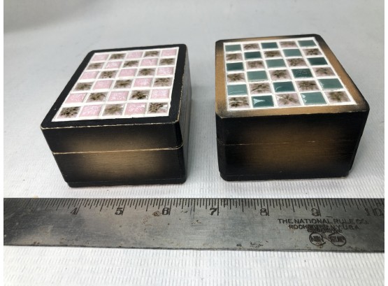 Tile Topped  Wooden Boxes