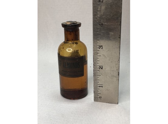 Antique Amber Bottle Of Sweet Almond Oil
