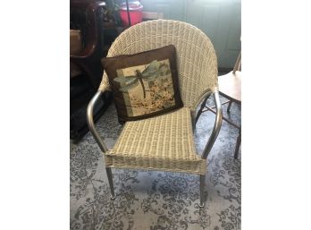 White Wicker Chair And Pillow
