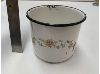 Vintage Floral Enamelware Cup