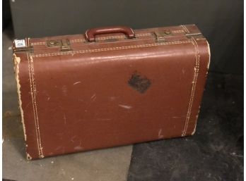 Vintage Brown Leather Suitcase