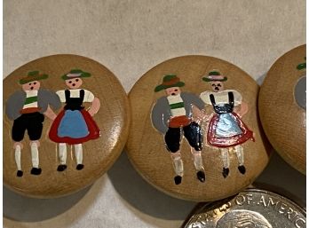 Vintage La Mode Dutch/german Folk Dancer Buttons Handpainted