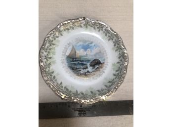 Antique Decorative Sailboat Painting Plate