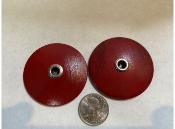 2 Giant Red Wood Buttons