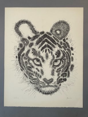 Marion Tiger Head Lithograph